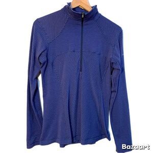 COLUMBIA Omni Wick Athletic Full Zip Women’s Medium Blue Black Striped.